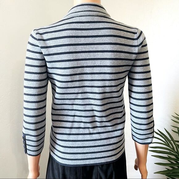 LOFT Gray/Blue Stripe Double Breasted Knit Jacket Sz SP - Picture 5 of 12